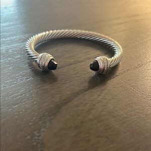 Silver and Black Twisted Cuff Bracelet